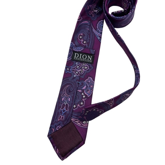 DION Purple Paisley Silk LUXURY Tie HANDMADE CANADA - Picture 2 of 4